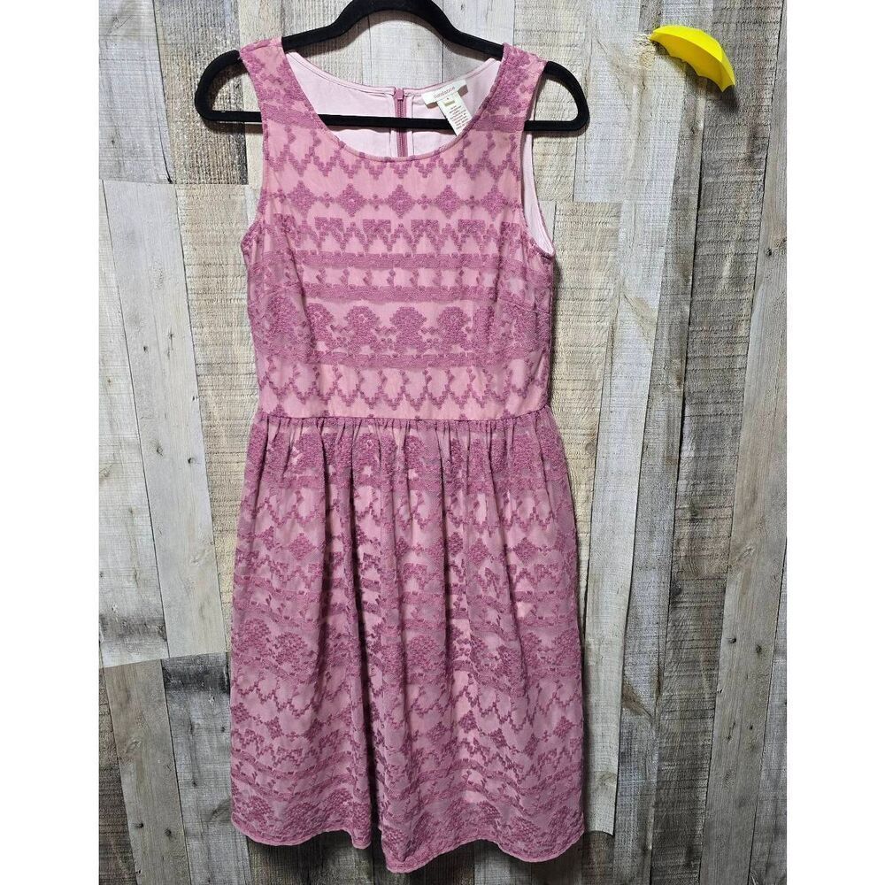 Sundance Mauve Embroidered Fit and Flare Tank Midi Dress